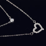 925 Silver Zircon Heart Pendant Necklace for Women