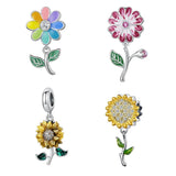 925 Sterling Silver Sunflower Charms Beads DIY Jewelry Making
