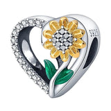925 Sterling Silver Sunflower Charms Beads DIY Jewelry Making