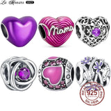 Purple Love Leaves Beaded Charms for Bracelet Making Women