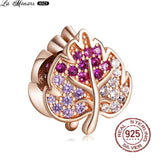 Purple Love Leaves Beaded Charms for Bracelet Making Women