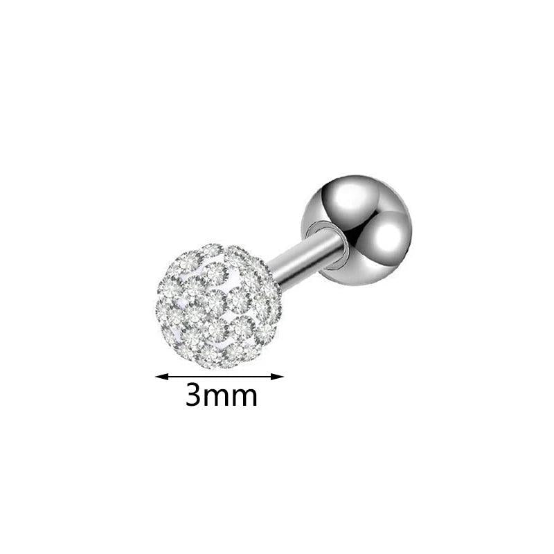 Crystal Ball Earrings Steel Ear Plugs Eyebrow Piercings Studs Lip Ring