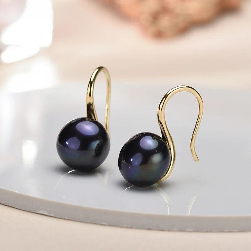 10-11mm Natural Freshwater Pearl Earrings, 925 Sterling Silver Jewelry