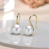10-11mm Natural Freshwater Pearl Earrings, 925 Sterling Silver Jewelry