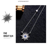 925 Silver Zircon Sun Pendant Necklace for Women