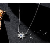 925 Silver Zircon Sun Pendant Necklace for Women