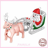 925 Sterling Silver Santa Claus Christmas Frog Elk Charm Snowflake House Bead