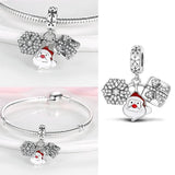 925 Sterling Silver Santa Claus Christmas Frog Elk Charm Snowflake House Bead