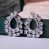 Elegant CZ Paved Big Stud Earrings for Women