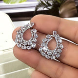 Elegant CZ Paved Big Stud Earrings for Women