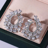 Elegant CZ Paved Big Stud Earrings for Women