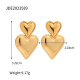 Youthway Stylish 316L Heart Drop Earrings Metal 18K Plated Texture Charm Jewelry