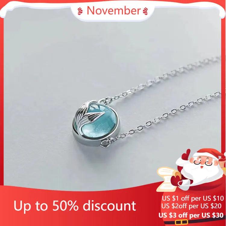 Sterling Silver Fish Tail Necklace Women Pendant