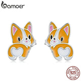 925 Silver Mini Corgi Stud Earrings for Women & Girls