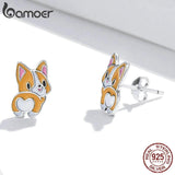 925 Silver Mini Corgi Stud Earrings for Women & Girls