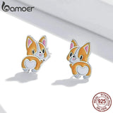 925 Silver Mini Corgi Stud Earrings for Women & Girls