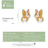 925 Silver Mini Corgi Stud Earrings for Women & Girls