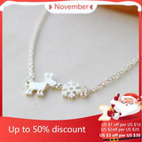 925 Silver Deer Snow Necklaces & Pendants Women Lady Gift