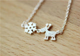925 Silver Deer Snow Necklaces & Pendants Women Lady Gift