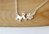 925 Silver Deer Snow Necklaces & Pendants Women Lady Gift