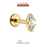 925 Sterling Silver Stud Earring Thread Piercing 18K Jewelry