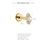 925 Sterling Silver Stud Earring Thread Piercing 18K Jewelry