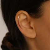 925 Sterling Silver Stud Earring Thread Piercing 18K Jewelry