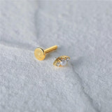 925 Sterling Silver Stud Earring Thread Piercing 18K Jewelry