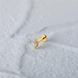 925 Sterling Silver Stud Earring Thread Piercing 18K Jewelry