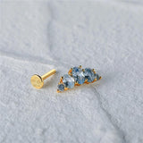 Ocean 925 Silver Earring Stud 16G Piercing 18K Fine Jewelry