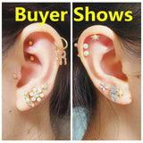 Ocean 925 Silver Earring Stud 16G Piercing 18K Fine Jewelry