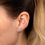 Ocean 925 Silver Earring Stud 16G Piercing 18K Fine Jewelry