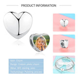 925 Silver Forever Heart Charms Photo Beads for Bracelet