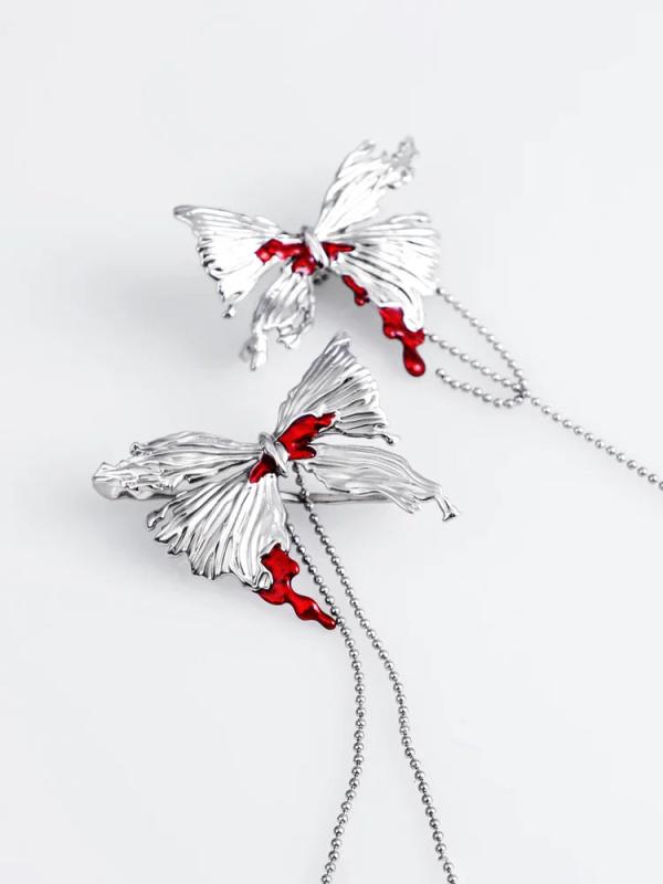 Red Enamel Tassel Ear Clip for Women