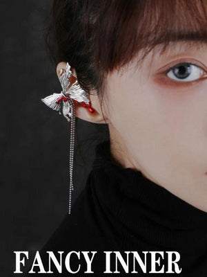 Red Enamel Tassel Ear Clip for Women