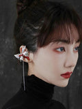 Red Enamel Tassel Ear Clip for Women