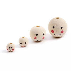 DIY Child Beaded Charms For Bracelet Making Smiley Wooden Beads
