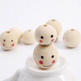 DIY Child Beaded Charms For Bracelet Making Smiley Wooden Beads
