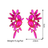 Vintage Green Rhinestone Wings Earrings Geometric Piercing French Jewelry