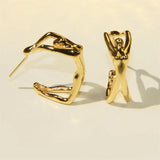 French Irregular Metal Stud Earrings Exaggerated Personality