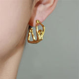 French Irregular Metal Stud Earrings Exaggerated Personality