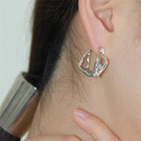 French Irregular Metal Stud Earrings Exaggerated Personality