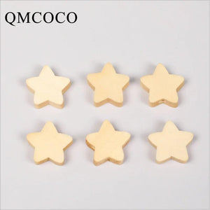 50Pcs Five-Pointed Star Wooden Beads DIY Crafts Jewelry Tools Hemu Loose Beads