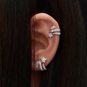 Micro Pave CZ Shooting Star Cuff Clip-On Earring