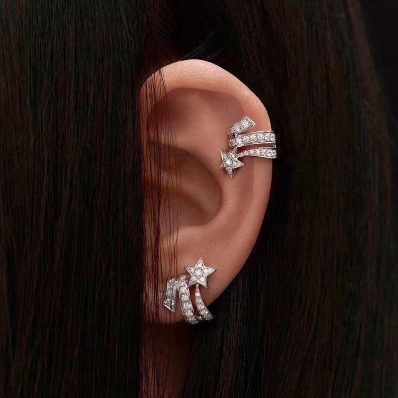 Micro Pave CZ Shooting Star Cuff Clip-On Earring
