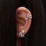 Micro Pave CZ Shooting Star Cuff Clip-On Earring