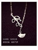 925 Silver Bird Branches Necklace Pendant Women Lady Gift