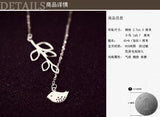 925 Silver Bird Branches Necklace Pendant Women Lady Gift