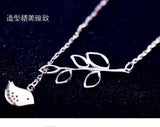 925 Silver Bird Branches Necklace Pendant Women Lady Gift