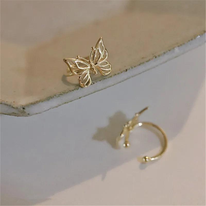 Sterling Silver Butterfly Ear Clip No Pierced Ears Sweet Temperament Earrings